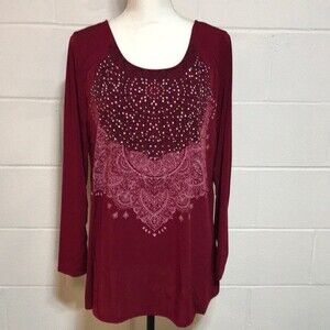 Glitterscape Graphical Bling L/S Top NWOT - Large